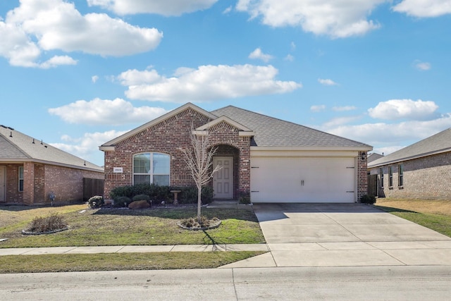 view of front facade featuring a garage and a front lawn