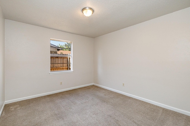 unfurnished room with carpet flooring and a textured ceiling