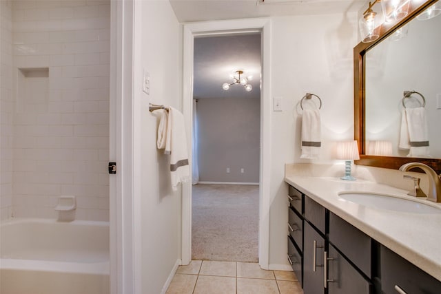 bathroom featuring vanity and tile patterned flooring