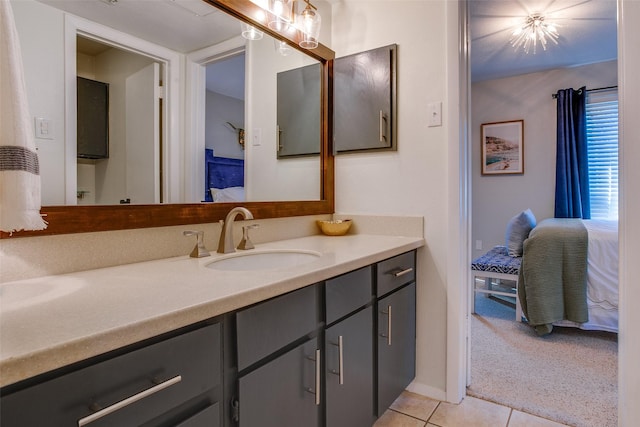 bathroom with vanity and tile patterned floors