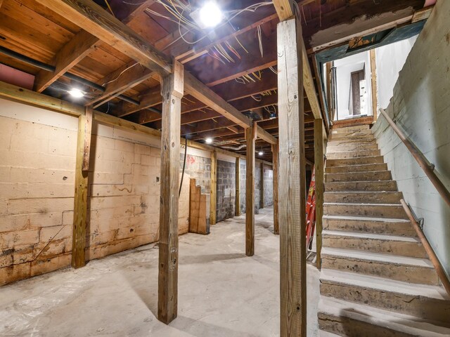 basement with electric water heater