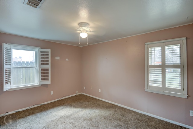 carpeted empty room featuring a wealth of natural light