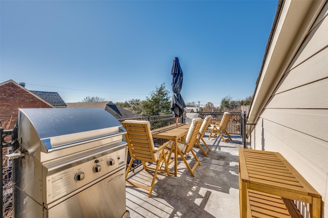 view of patio / terrace with a grill