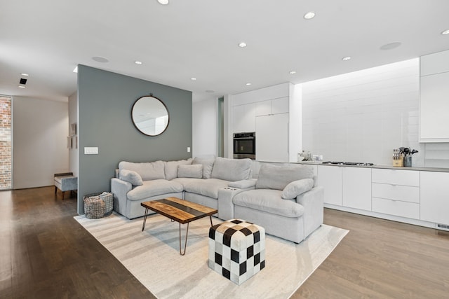 living room featuring light hardwood / wood-style floors