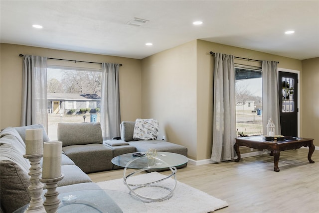 living room featuring light hardwood / wood-style flooring