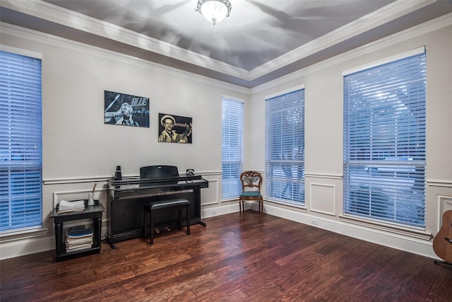 miscellaneous room with crown molding and hardwood / wood-style flooring