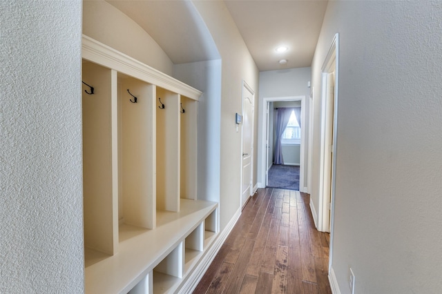 mudroom featuring dark hardwood / wood-style floors