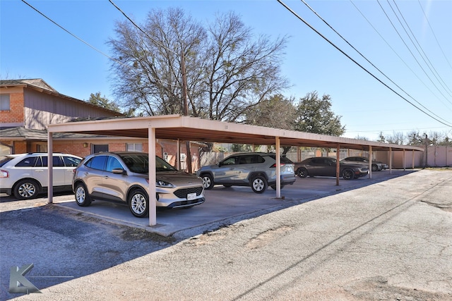 view of car parking featuring a carport