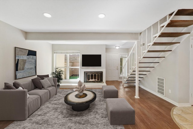 living room featuring hardwood / wood-style flooring