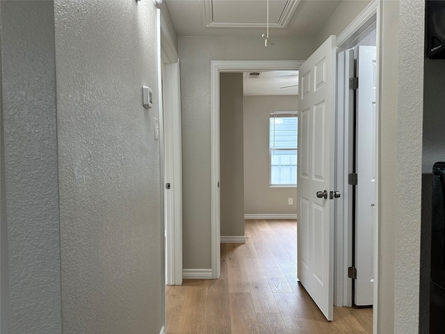 corridor featuring light wood-type flooring