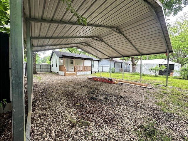 view of yard with a carport