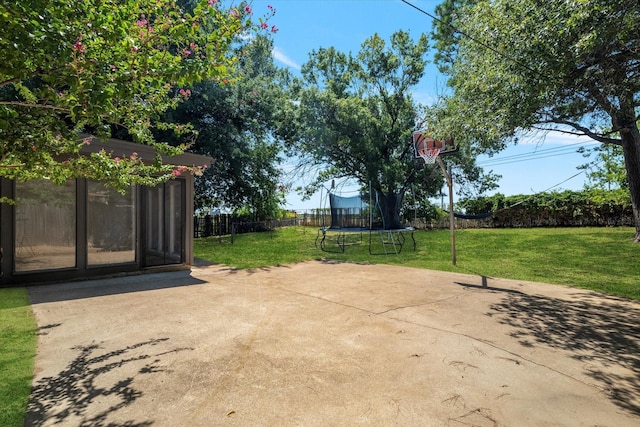 view of patio featuring a trampoline