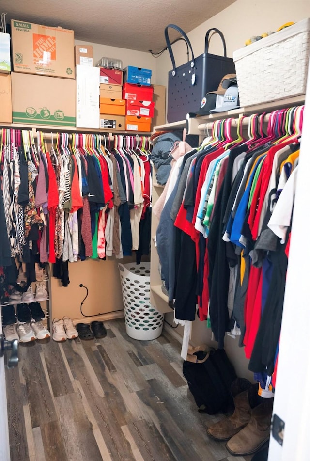 spacious closet featuring hardwood / wood-style flooring