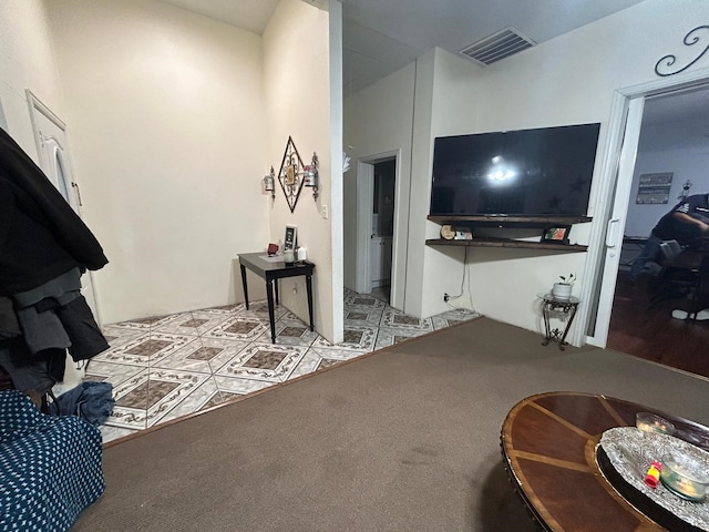 living room with light carpet