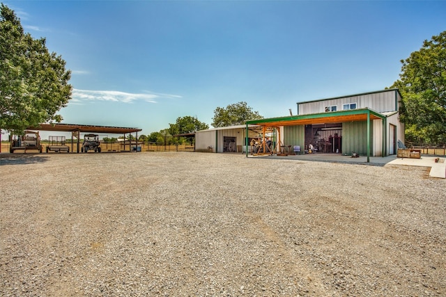 exterior space with an outbuilding