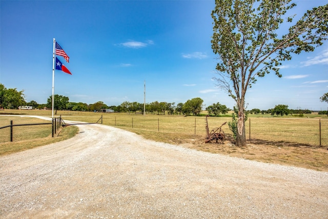 view of road with a rural view