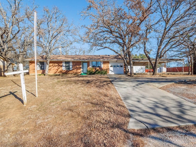 single story home with a garage