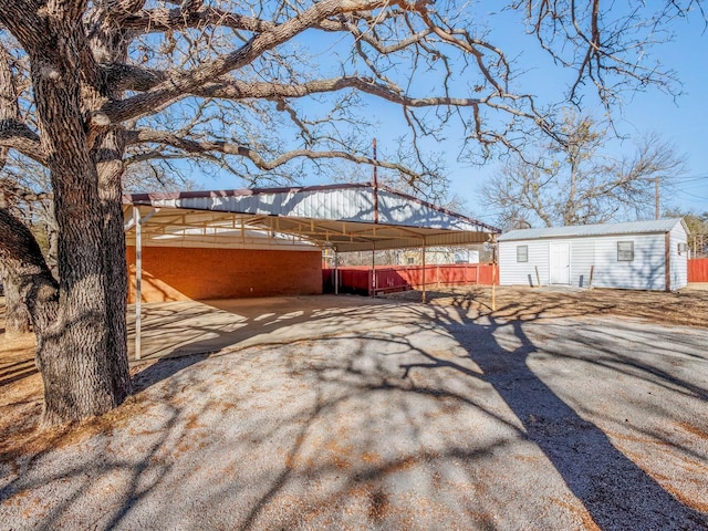 exterior space with an outbuilding