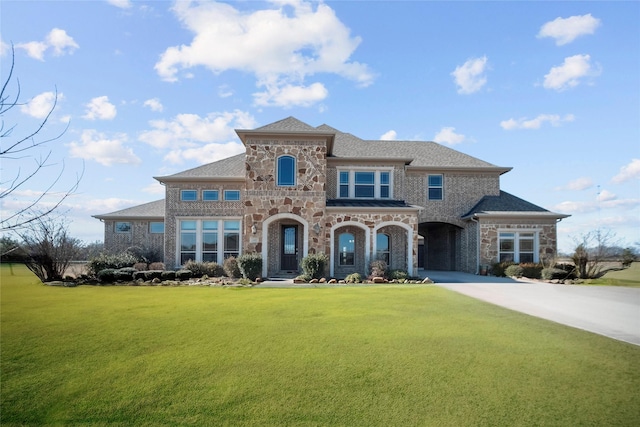 mediterranean / spanish-style house featuring a front lawn