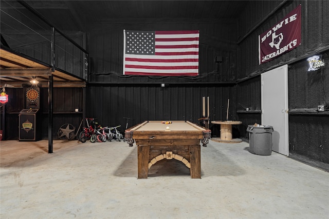 rec room featuring concrete flooring and pool table