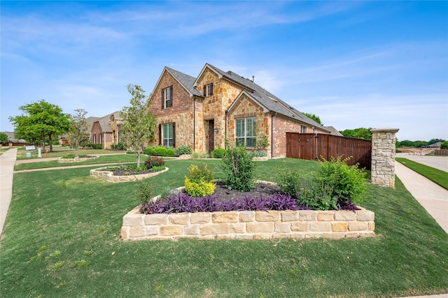 view of front of home with a front lawn