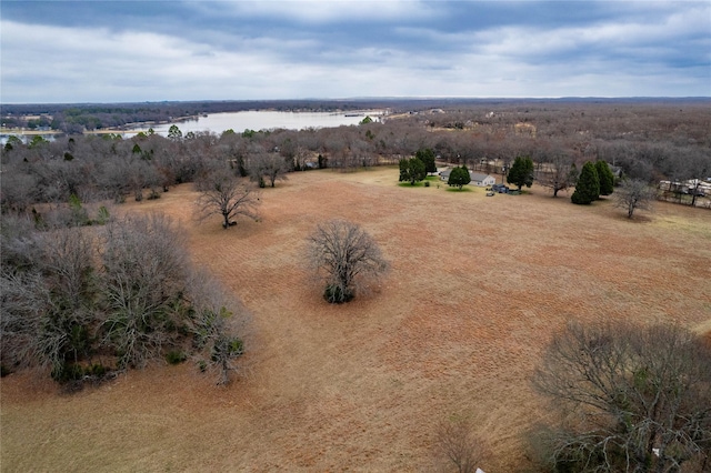 aerial view featuring a water view and a rural view