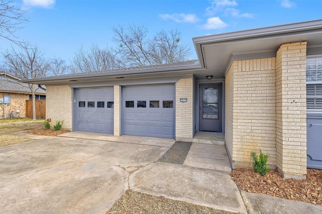 exterior space with a garage