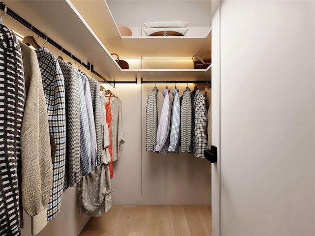 walk in closet featuring hardwood / wood-style floors