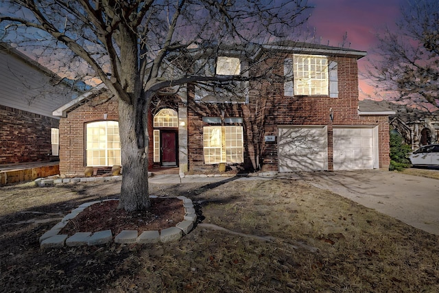 view of front of house with a garage