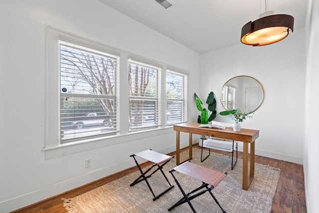 office area featuring hardwood / wood-style flooring