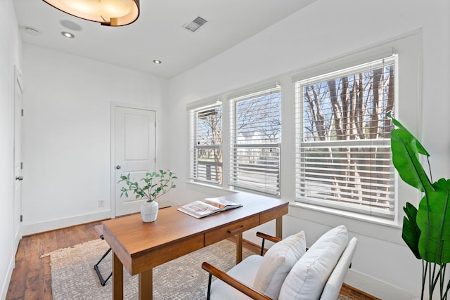 office space featuring hardwood / wood-style floors