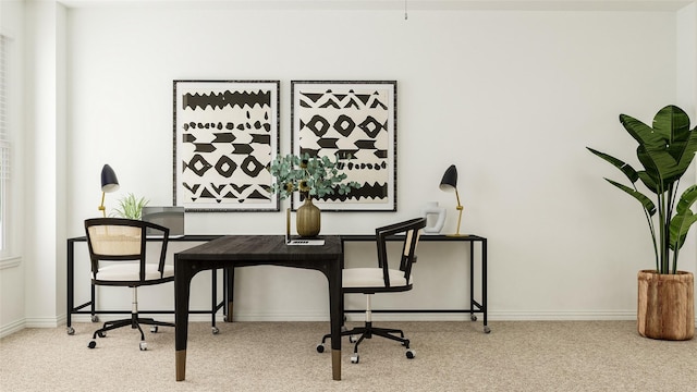 home office with carpet floors