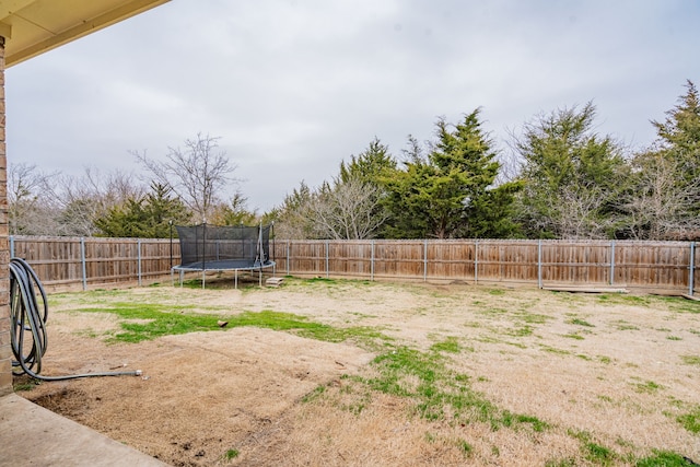 view of yard with a trampoline