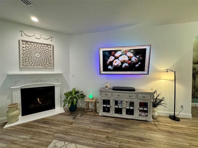 living room with hardwood / wood-style flooring