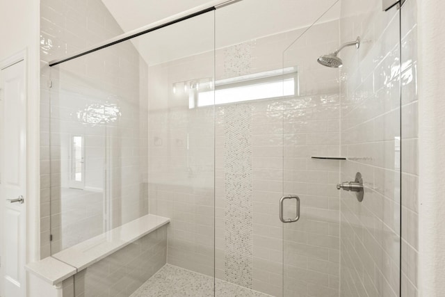 full bathroom featuring a shower stall