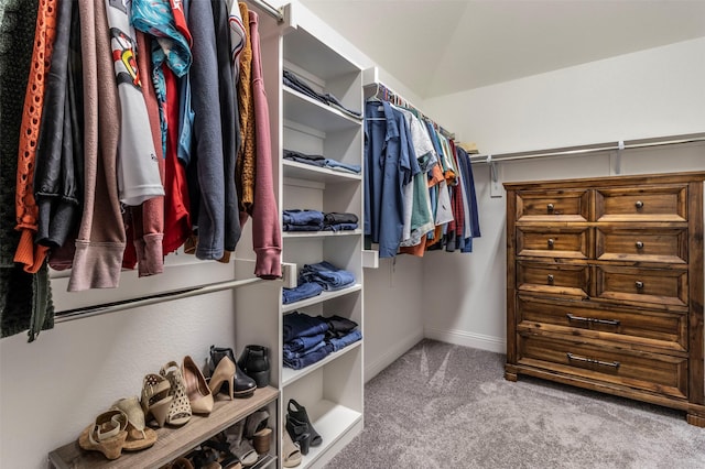 spacious closet with light colored carpet