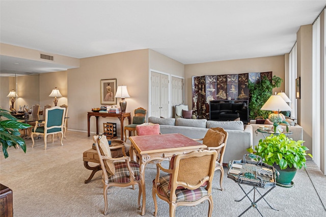 view of carpeted dining room