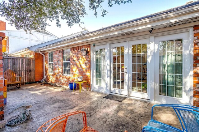 view of patio featuring french doors