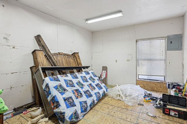 bedroom featuring electric panel