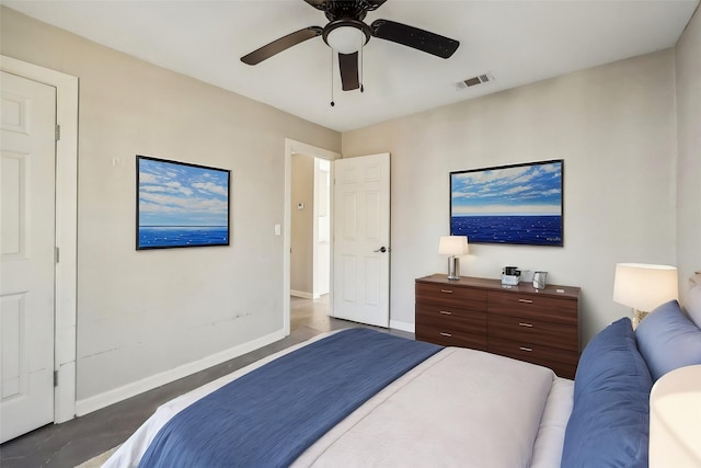 bedroom featuring ceiling fan