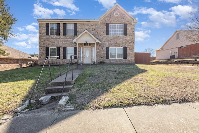 view of front of home featuring a front lawn