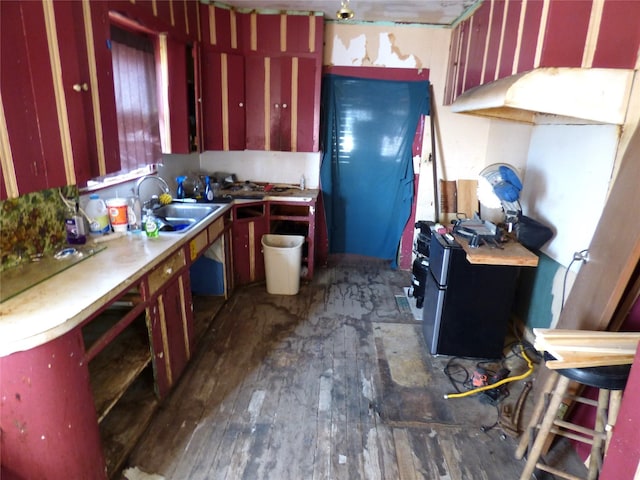 kitchen with sink and dark wood-type flooring