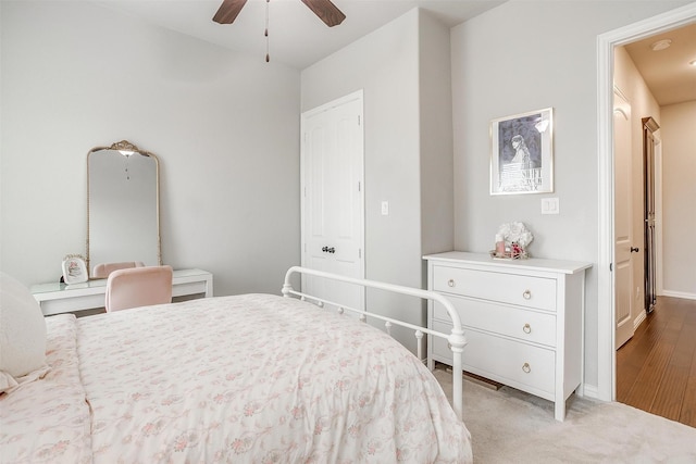 bedroom with carpet and ceiling fan