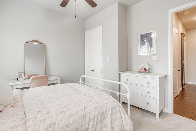 957 Prairie Timber Rd, Burleson, TX 76028 - bedroom with baseboards, ceiling fan, and light carpet