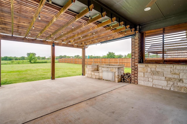 957 Prairie Timber Rd, Burleson, TX 76028 - view of patio / terrace with fence, a pergola, and area for grilling