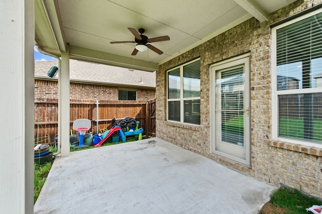 view of patio / terrace with ceiling fan