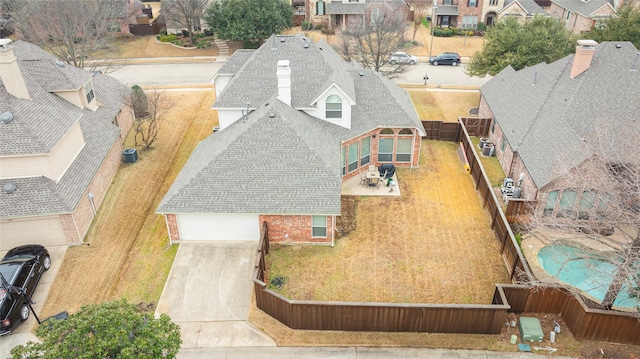 aerial view with a residential view