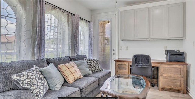 living room featuring light wood-type flooring