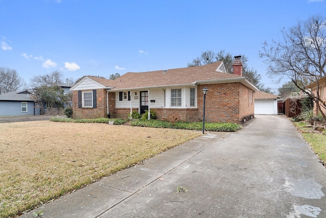 ranch-style house with a front lawn