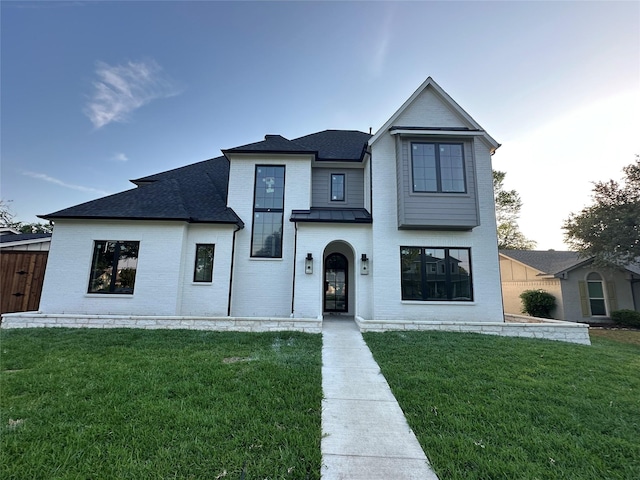 513 Lawnmeadow Dr, Richardson, TX 75080 - view of front of property featuring brick siding, a shingled roof, and a standing seam roof